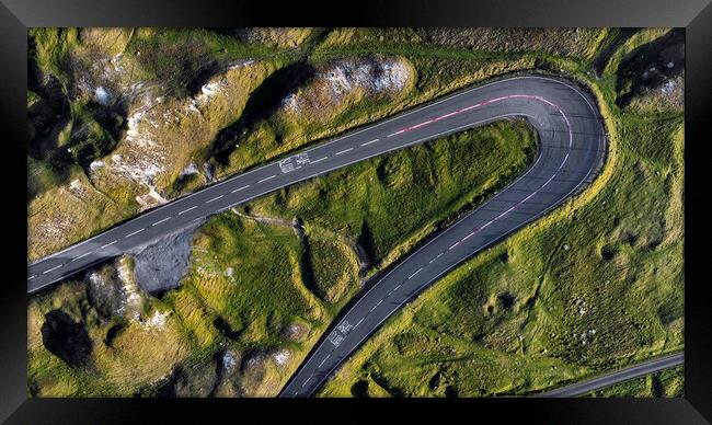 Drone view of Mountain Road Framed Print by Leighton Collins