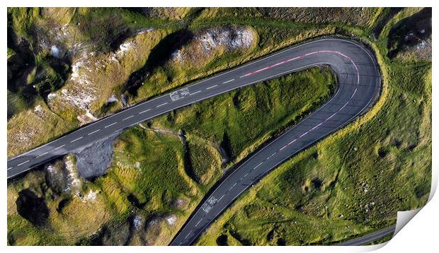 Drone view of Mountain Road Print by Leighton Collins