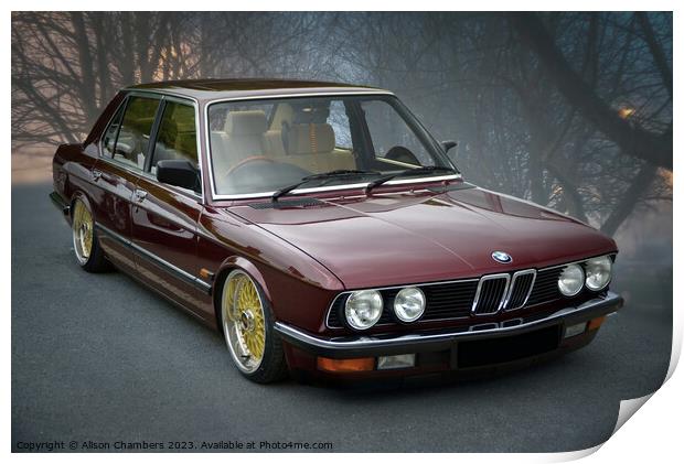 BMW E28 Classic Car Print by Alison Chambers