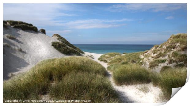 Sand dunes in the Outer Hebrides Print by Chris Mobberley