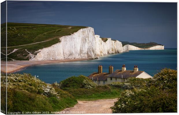 White Cliffs of The Seven Sisters at Cuckmere Have Canvas Print by John Gilham