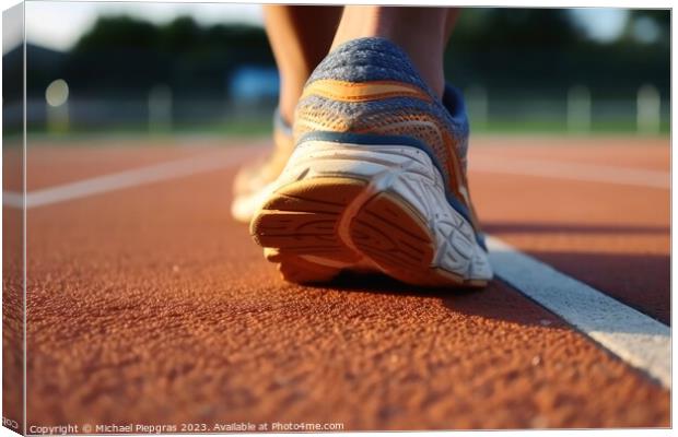 Close up of a human sport shoes on a sports field created with g Canvas Print by Michael Piepgras