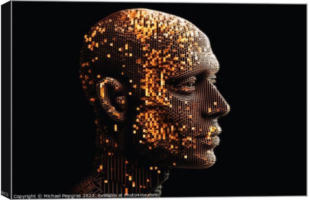 Concept of a 3D human head made of pixels created with generativ Canvas Print by Michael Piepgras