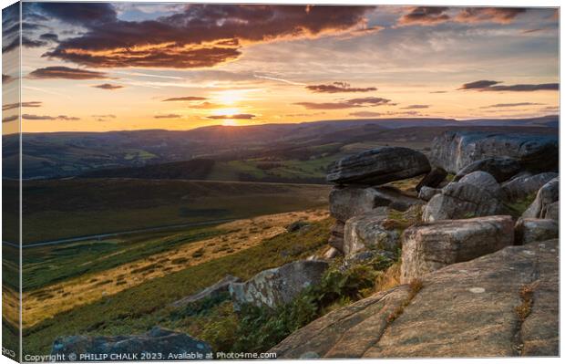 Stanage edge sunset 895 Canvas Print by PHILIP CHALK