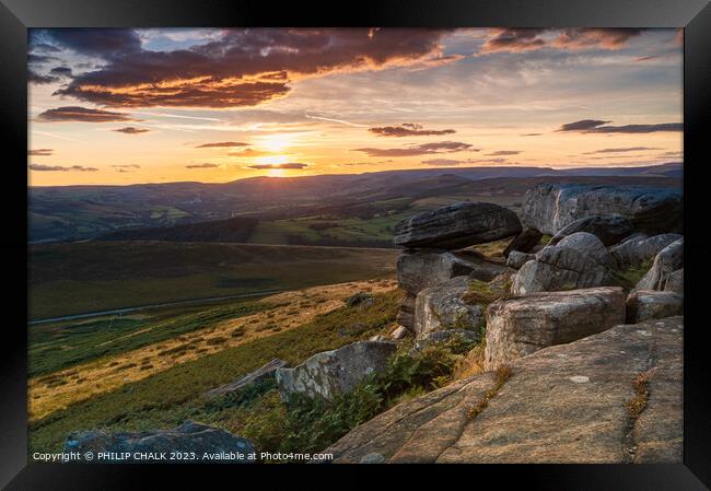Stanage edge sunset 895 Framed Print by PHILIP CHALK