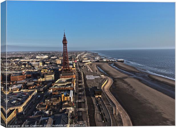 Blackpool Promenade and Tower at Sunset Canvas Print by Ian Cramman