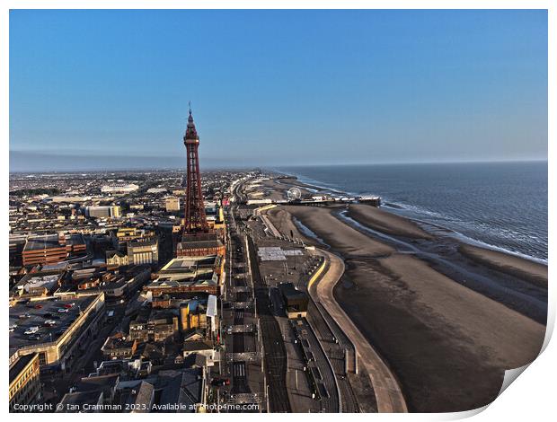 Blackpool Promenade and Tower at Sunset Print by Ian Cramman