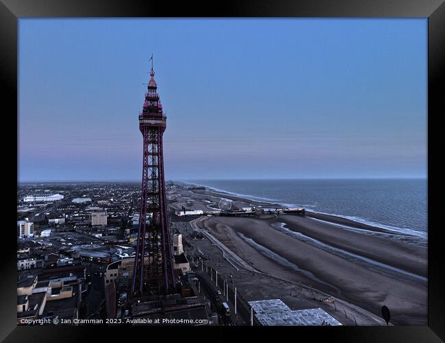 Blackpool Tower and Promenade in the evening Framed Print by Ian Cramman