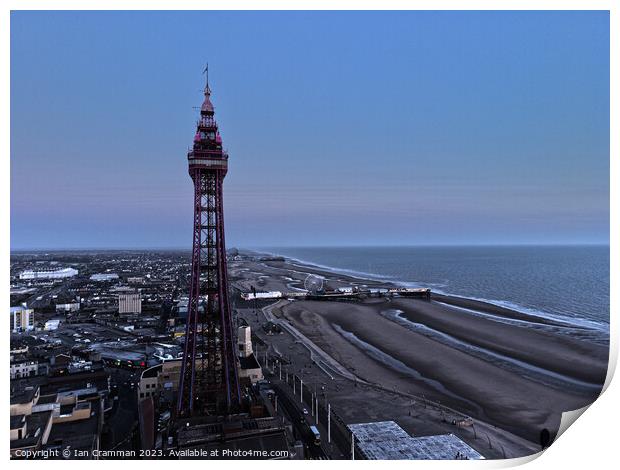 Blackpool Tower and Promenade in the evening Print by Ian Cramman