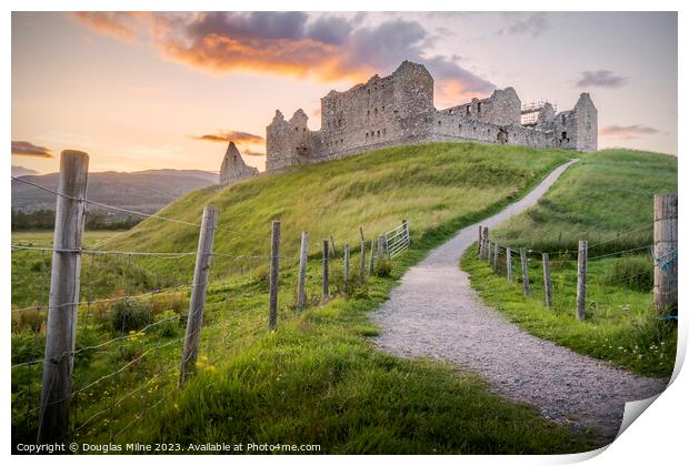 Ruthven Barracks at Sunset Print by Douglas Milne