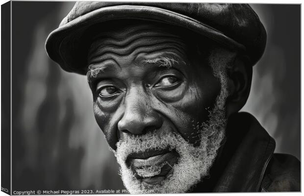An old black man portrait created with generative AI technology. Canvas Print by Michael Piepgras