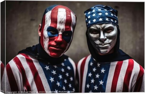 People with a usa flag outfit and face paint created with genera Canvas Print by Michael Piepgras