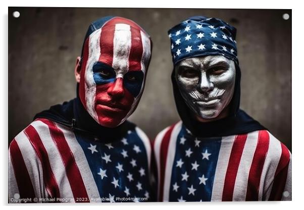 People with a usa flag outfit and face paint created with genera Acrylic by Michael Piepgras