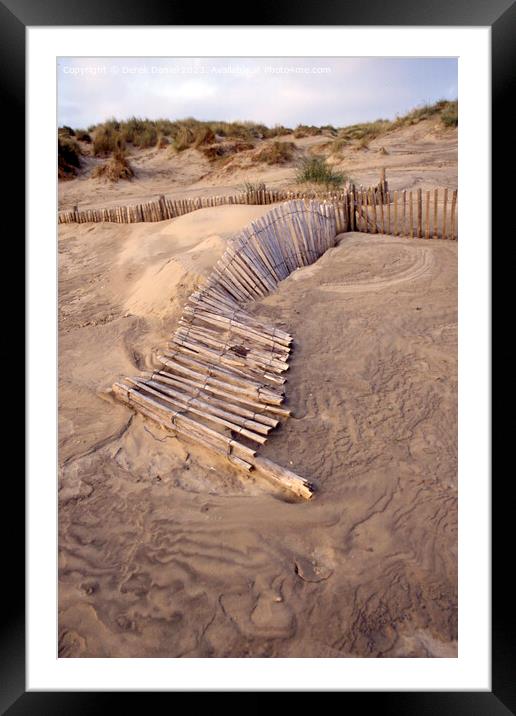 Captivating Broken Fence on Camber Sands Framed Mounted Print by Derek Daniel