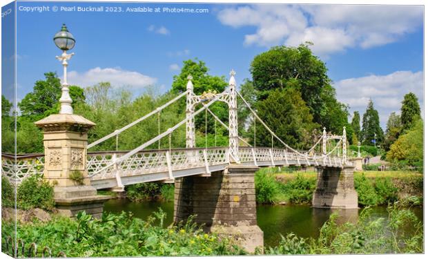 Linking Parks Across the River Wye Hereford Canvas Print by Pearl Bucknall