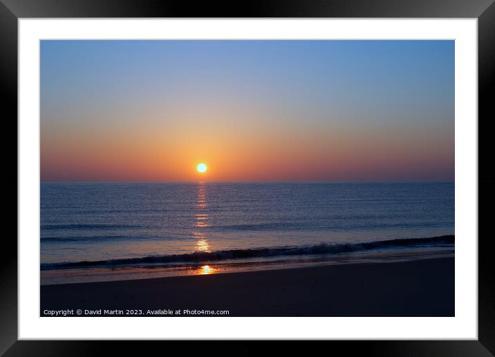 Sunrise over the sea Framed Mounted Print by David Martin