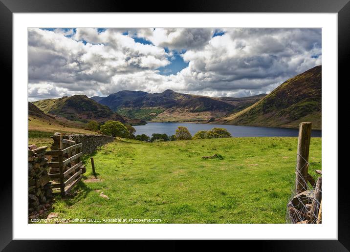 Through the gate to Crummock Water in The Lake Dis Framed Mounted Print by John Gilham