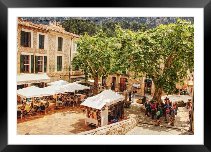 The Plaza At Fornalutx Mallorca Framed Mounted Print by Peter F Hunt