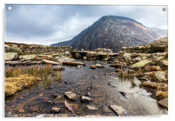 Cwm Idwal Footbridge Snowdonia Acrylic by Jim Monk