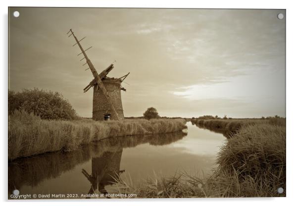 Brograve mill on the Norfolk Broads. Acrylic by David Martin