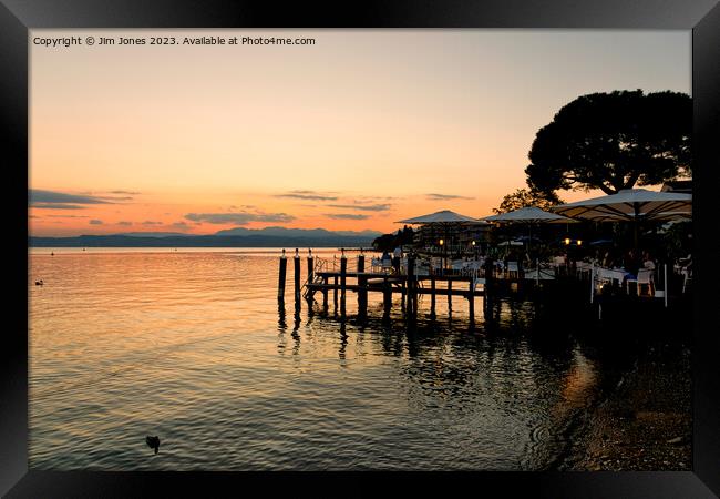Sunset Dining on Lake Garda Framed Print by Jim Jones
