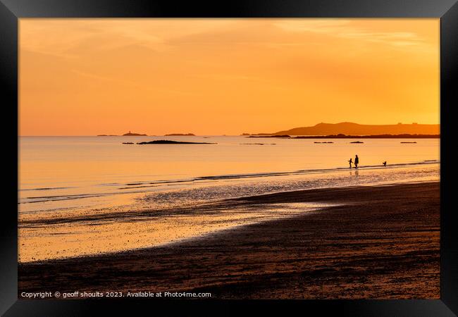 Rhosneigr beach at sunset Framed Print by geoff shoults