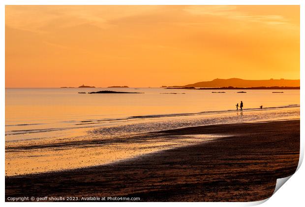 Rhosneigr beach at sunset Print by geoff shoults