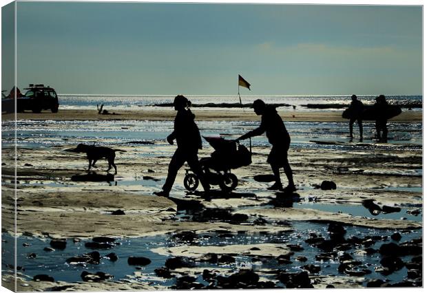 Family at the Sea side  Canvas Print by Dave Bell
