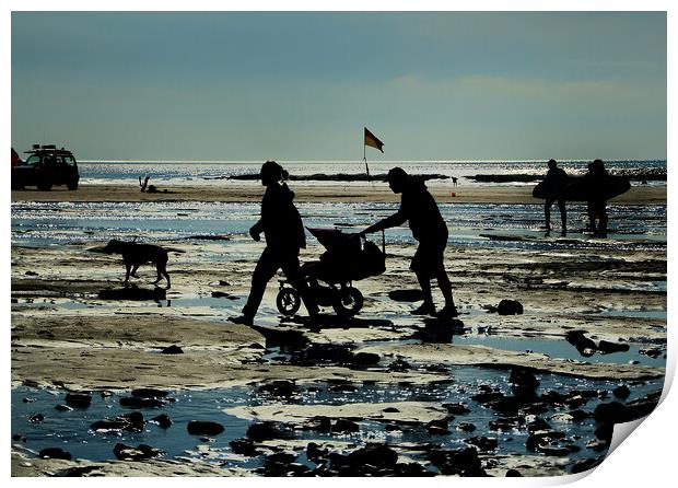 Family at the Sea side  Print by Dave Bell