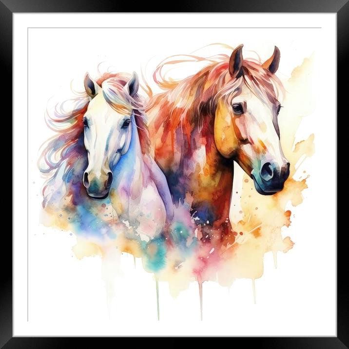 Two horses Framed Mounted Print by Massimiliano Leban