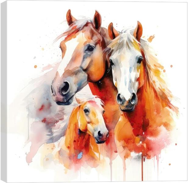 Horses Family Canvas Print by Massimiliano Leban