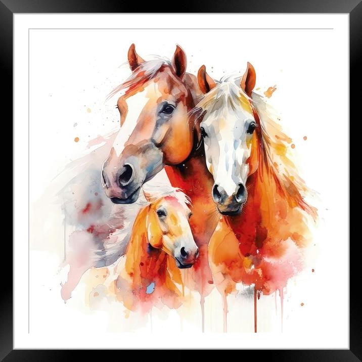 Horses Family Framed Mounted Print by Massimiliano Leban