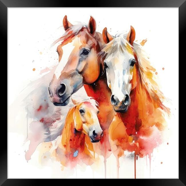 Horses Family Framed Print by Massimiliano Leban