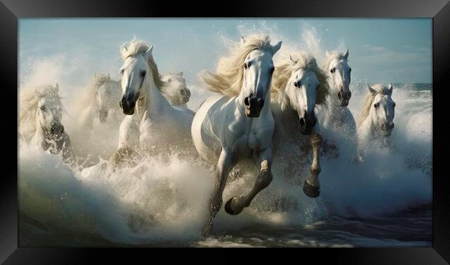 White horses riding Framed Print by Massimiliano Leban