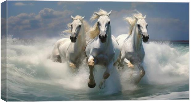 Three free horses  Canvas Print by Massimiliano Leban