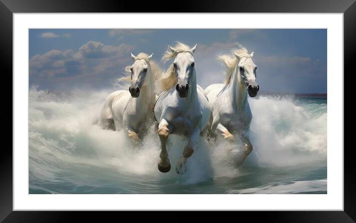 Three free horses  Framed Mounted Print by Massimiliano Leban