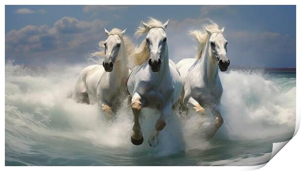 Three free horses  Print by Massimiliano Leban