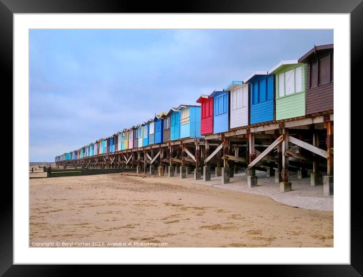 Frinton beach huts Framed Mounted Print by Beryl Curran