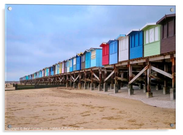 Frinton beach huts Acrylic by Beryl Curran