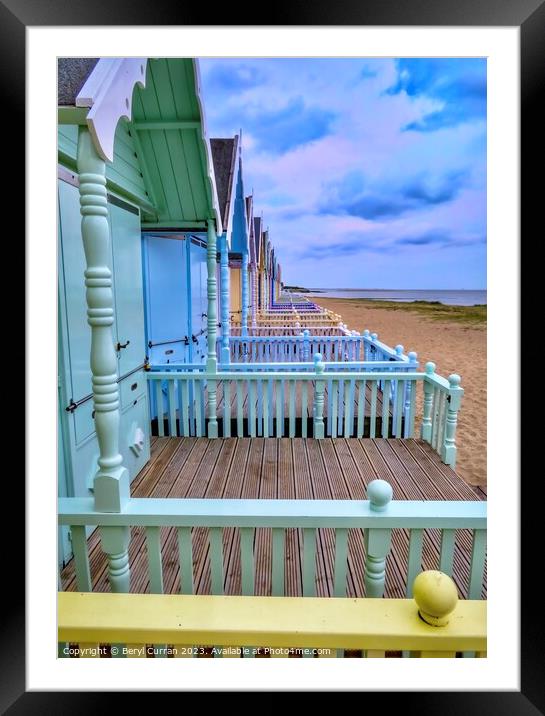  Mersea Islands Charming Pastel Beach Huts  Framed Mounted Print by Beryl Curran