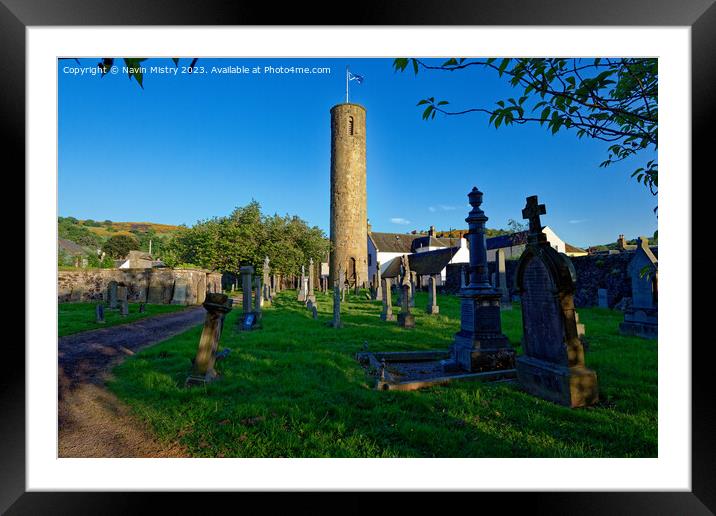 Abernethy Round Tower, Abernethy, Perthshire Framed Mounted Print by Navin Mistry