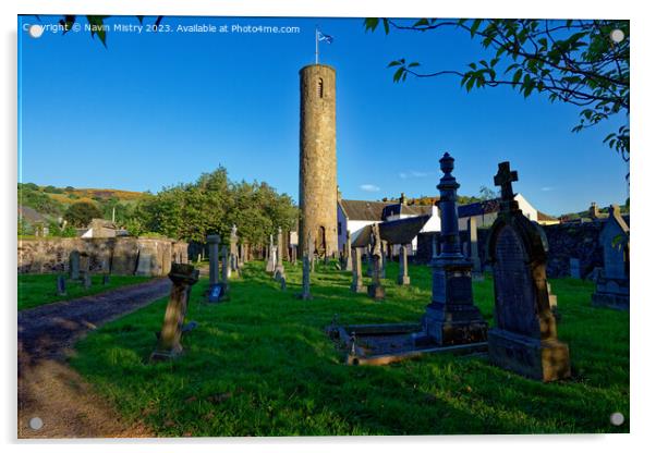 Abernethy Round Tower, Abernethy, Perthshire Acrylic by Navin Mistry