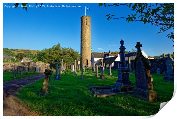 Abernethy Round Tower, Abernethy, Perthshire Print by Navin Mistry