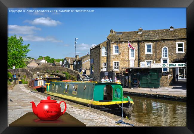 Skipton Tea By The Canal Framed Print by Alison Chambers