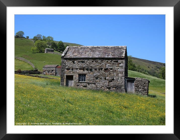 Rustic Charm of a Traditional Cow-House Framed Mounted Print by Andrew Bell