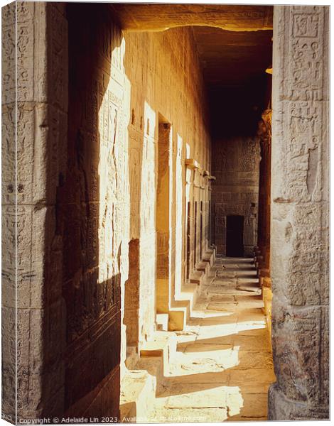The Golden Corridor at Philae Temple Canvas Print by Adelaide Lin