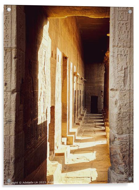 The Golden Corridor at Philae Temple Acrylic by Adelaide Lin
