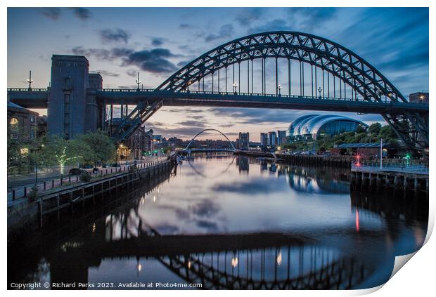 First Light over the Tyne Print by Richard Perks