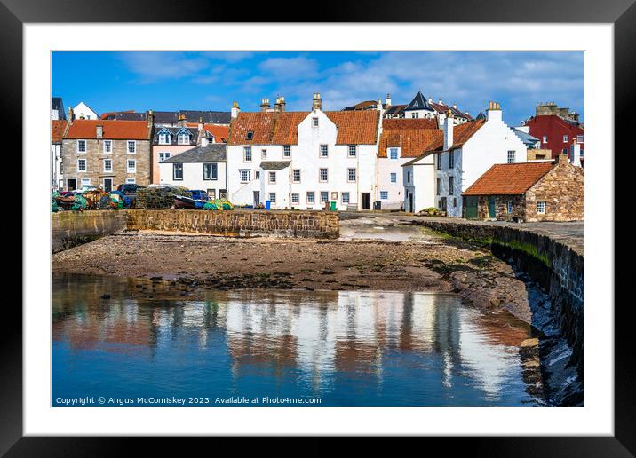 Whitewashed stone houses on Pittenweem harbour Framed Mounted Print by Angus McComiskey
