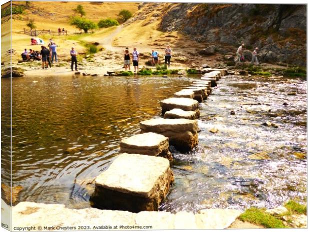 Dovedale stepping stones Canvas Print by Mark Chesters